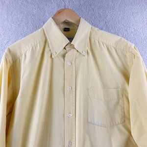 Bullock Jones Corduroy Button Down Shirt Men XL Yellow Long Sleeve Made in Italy